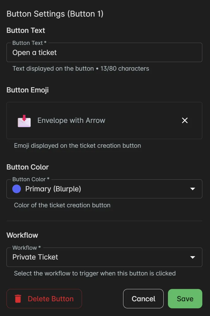 Button configuration screen
