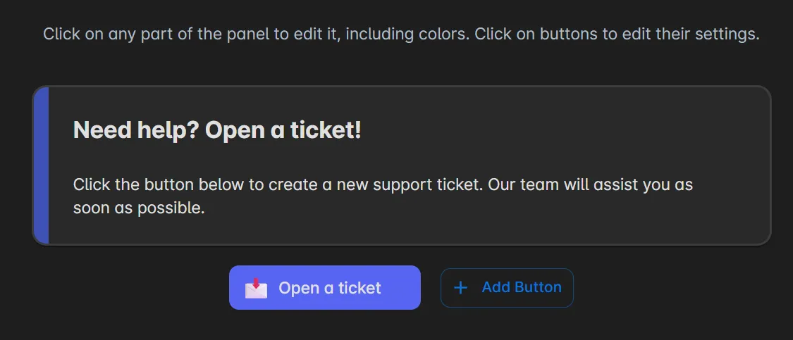 Main panel configuration screen