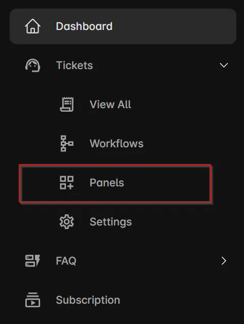 Nav Item showing where to find panels in the portal