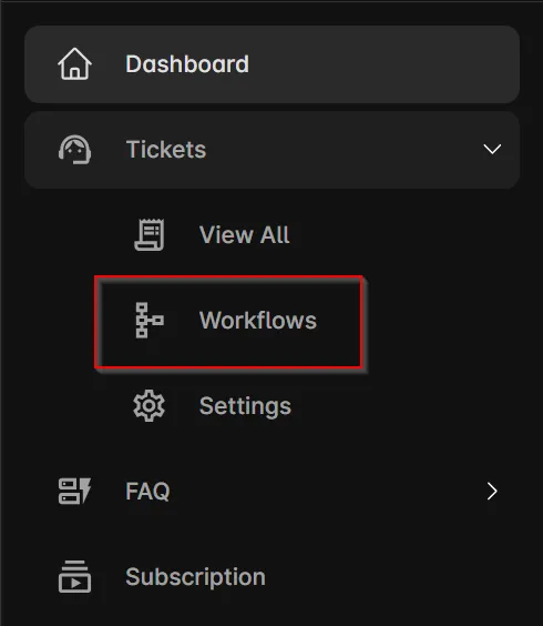 Nav Item showing where to find workflows in the portal